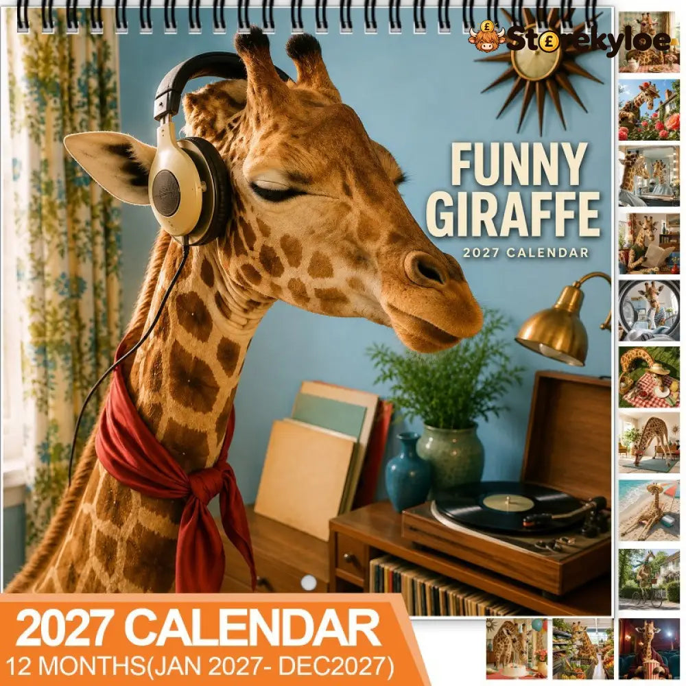 🦒 Funny Giraffe 2027 Wall Calendar – Music Sass & Long-Necked Charm - 2027 CALENDAR