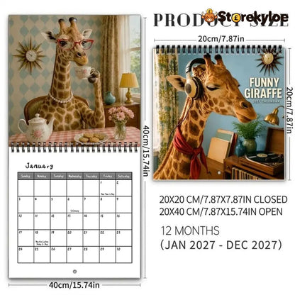 🦒 Funny Giraffe 2027 Wall Calendar – Music Sass & Long-Necked Charm - 2027 CALENDAR