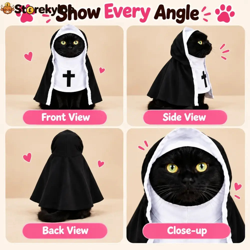Funny Nun Pet Costume – Hooded Halloween Robe for Cats & Small Dogs Photo & Party Costume