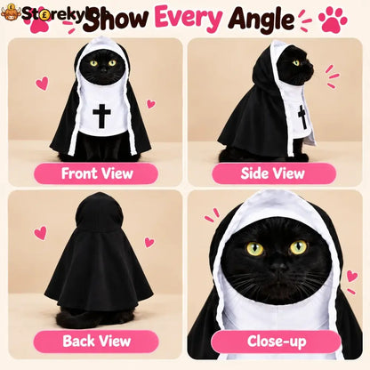 Funny Nun Pet Costume – Hooded Halloween Robe for Cats & Small Dogs Photo & Party Costume