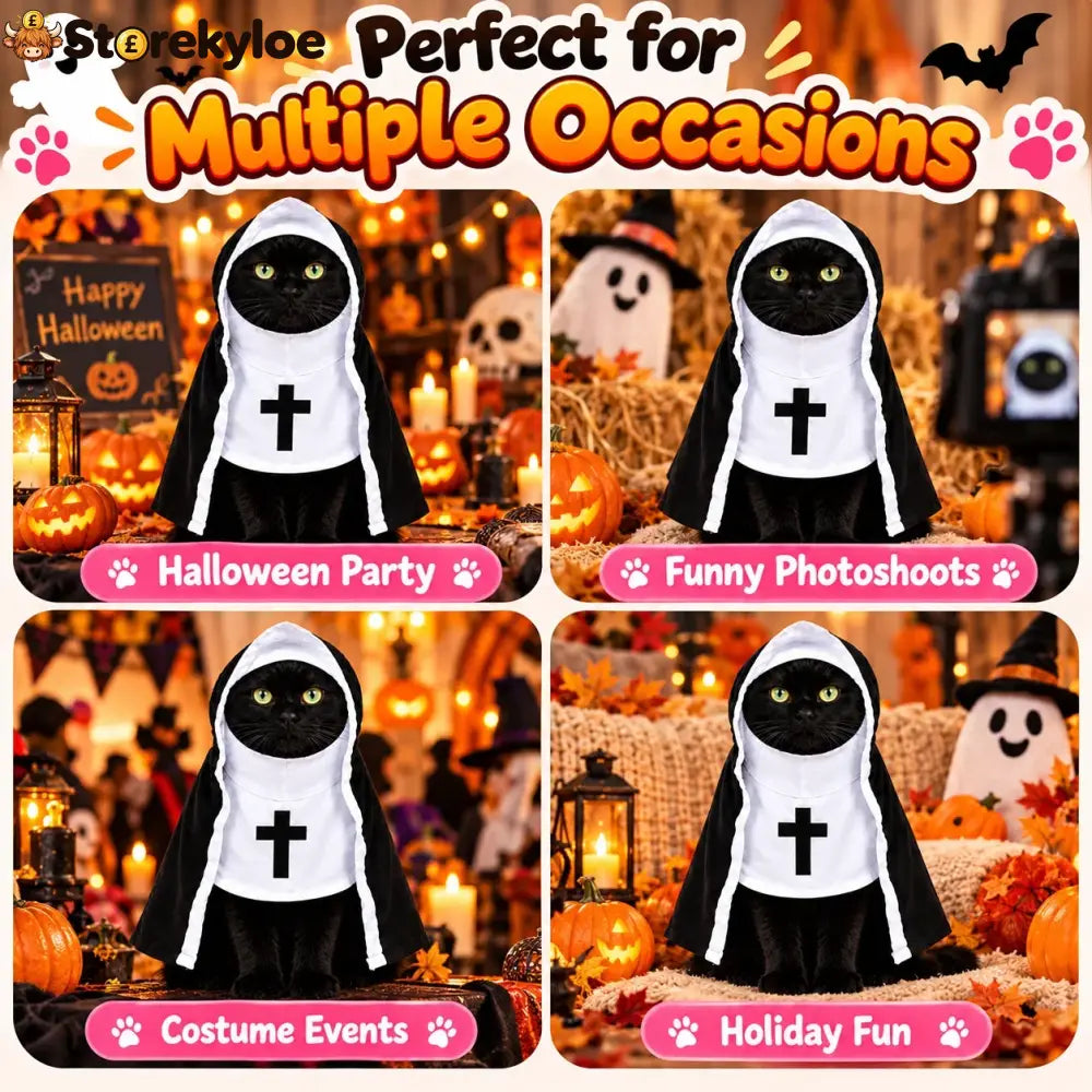 Funny Nun Pet Costume – Hooded Halloween Robe for Cats & Small Dogs Photo & Party Costume