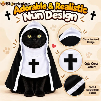 Funny Nun Pet Costume – Hooded Halloween Robe for Cats & Small Dogs Photo & Party Costume