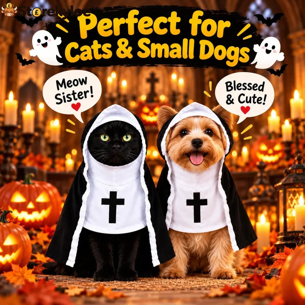 Funny Nun Pet Costume – Hooded Halloween Robe for Cats & Small Dogs Photo & Party Costume