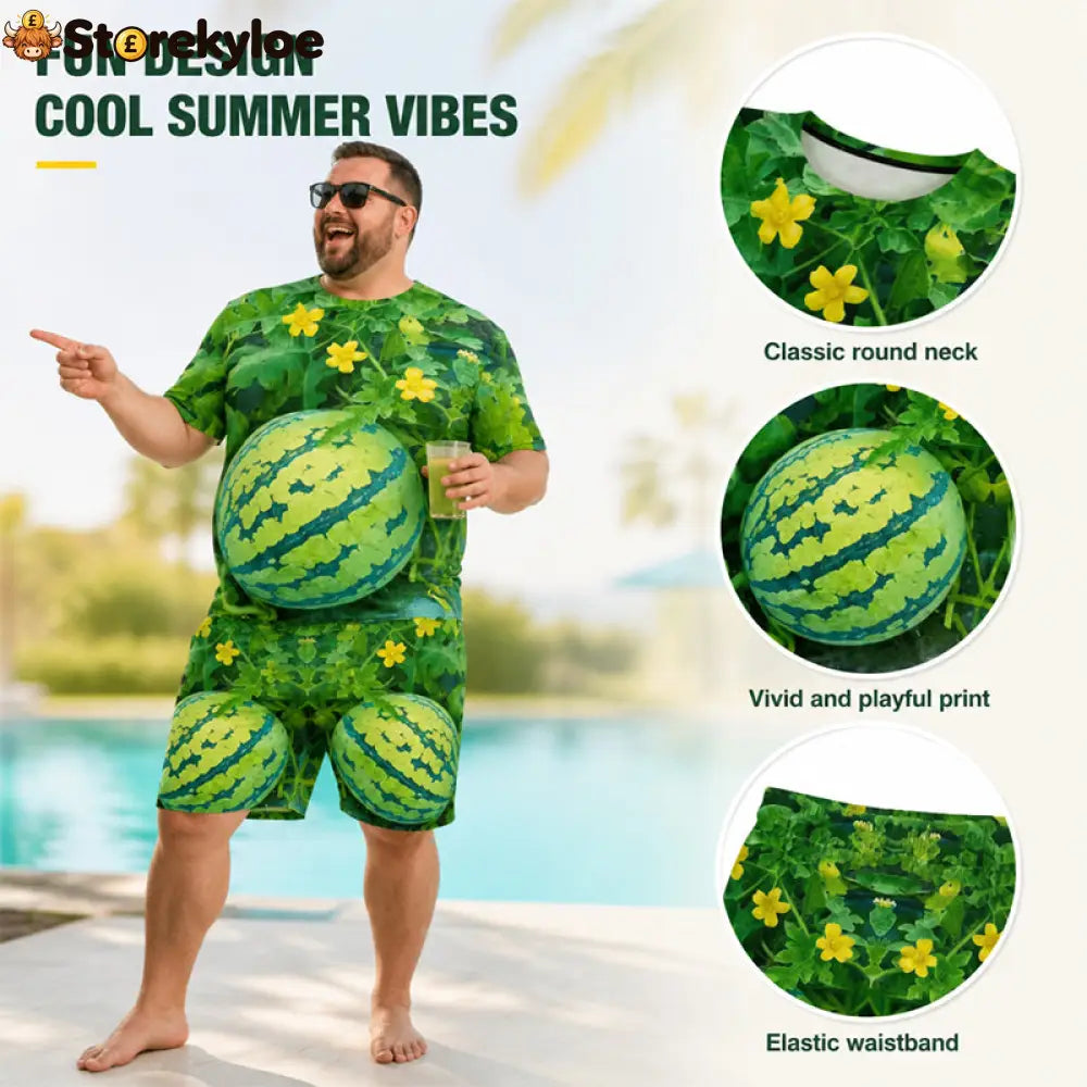 🍉 Funny Watermelon Print T-Shirt Set