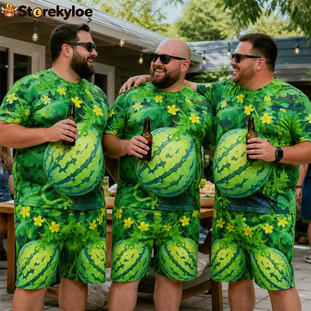 🍉 Funny Watermelon Print T-Shirt Set