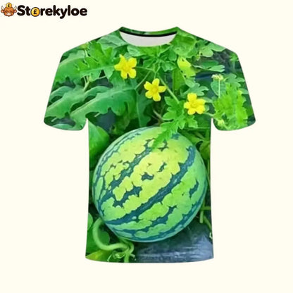🍉 Funny Watermelon Print T-Shirt Set - Big Watermelon Pattern Short Sleeve / S