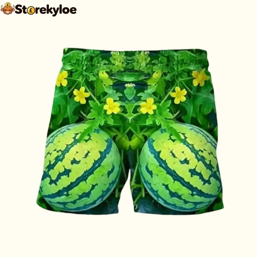 🍉 Funny Watermelon Print T-Shirt Set - Big Watermelon Pattern Shorts / S