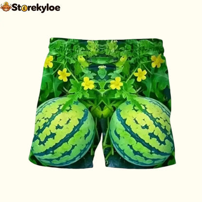🍉 Funny Watermelon Print T-Shirt Set - Big Watermelon Pattern Shorts / S
