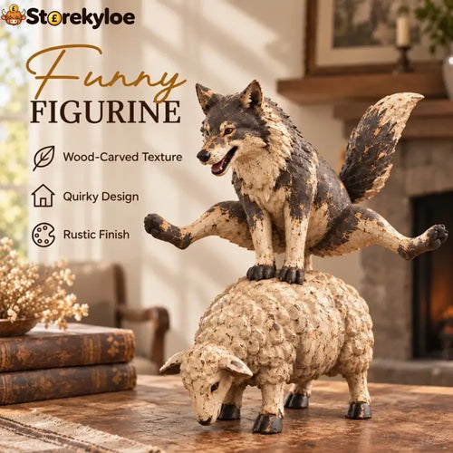 🐺funny Wolf Riding A Sheep Figurine🐑 | Rustic Farmhouse Animal Statue - Buy 1