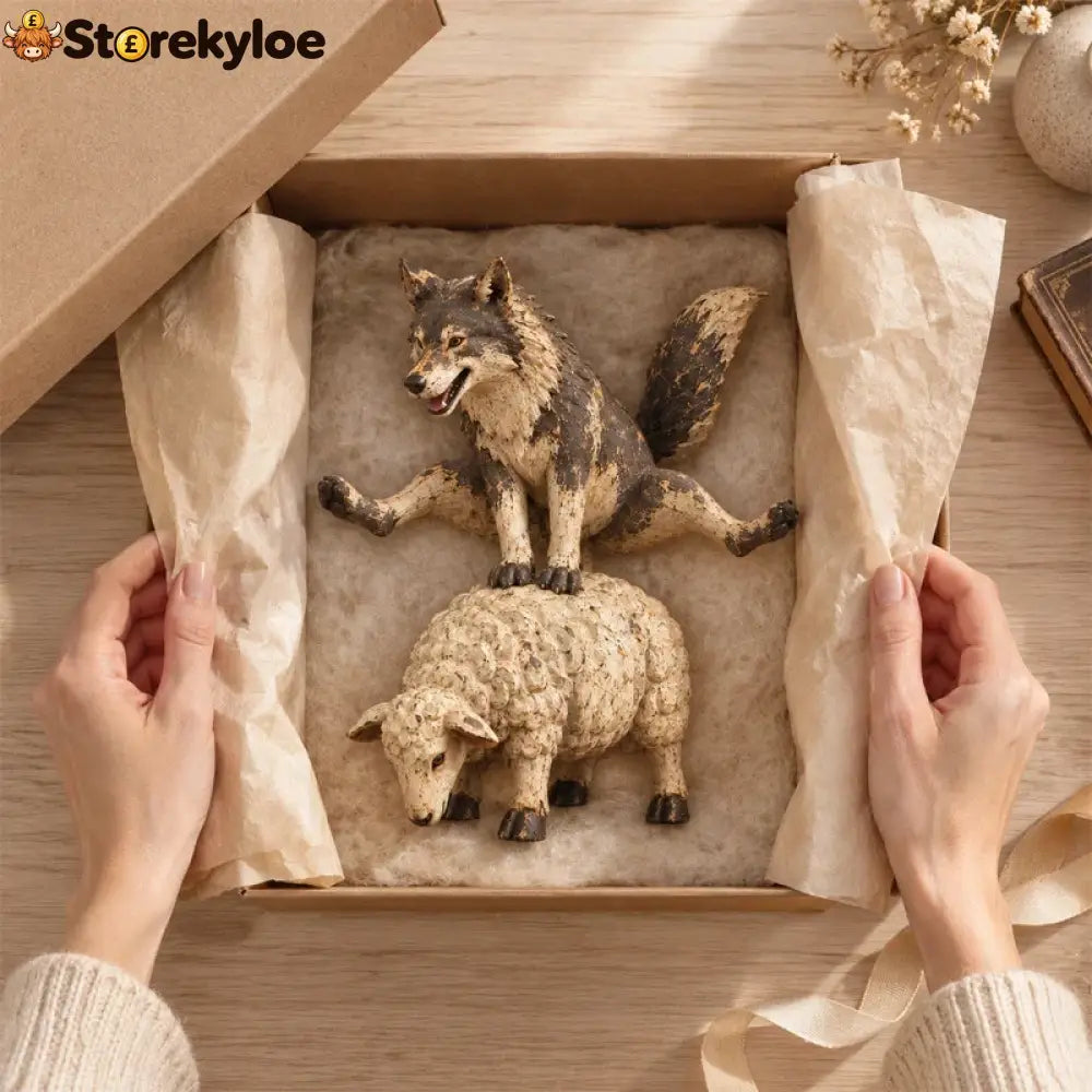 🐺funny Wolf Riding A Sheep Figurine🐑 | Rustic Farmhouse Animal Statue - Buy 1