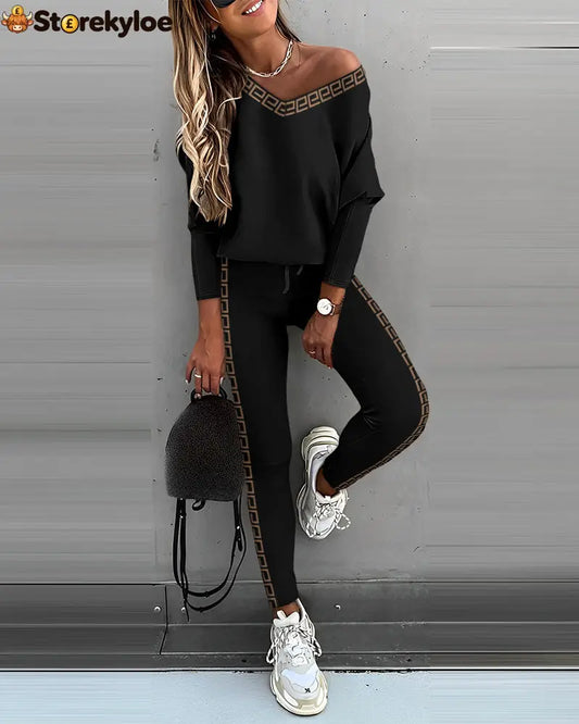 Geo Tape Patch Gigot Sleeve Top & Pants Set