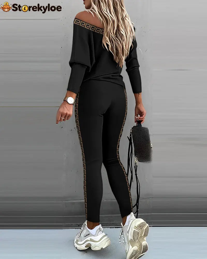 Geo Tape Patch Gigot Sleeve Top & Pants Set