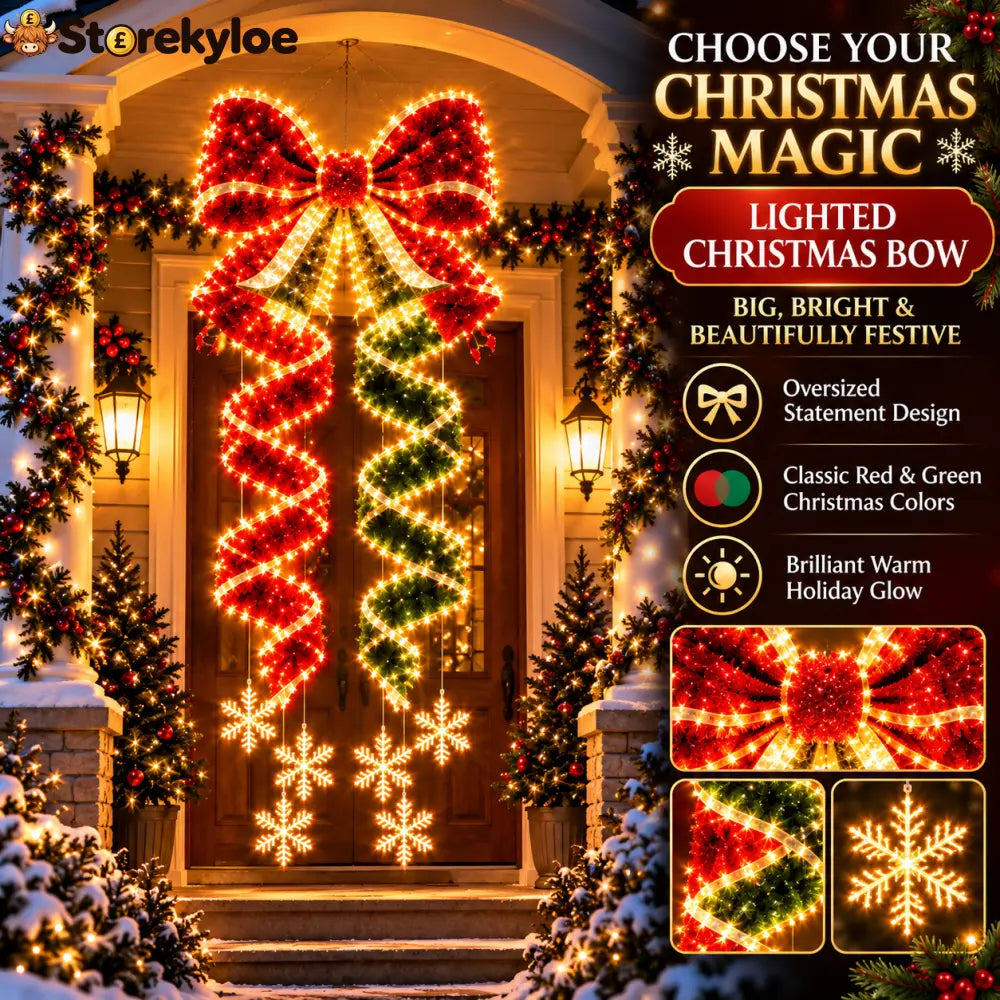 Giant Lighted Christmas Bow Hanging Decoration