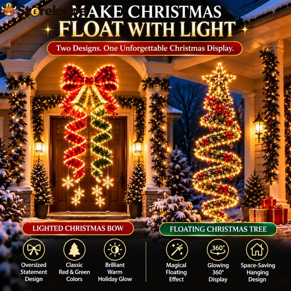 Giant Lighted Christmas Bow Hanging Decoration