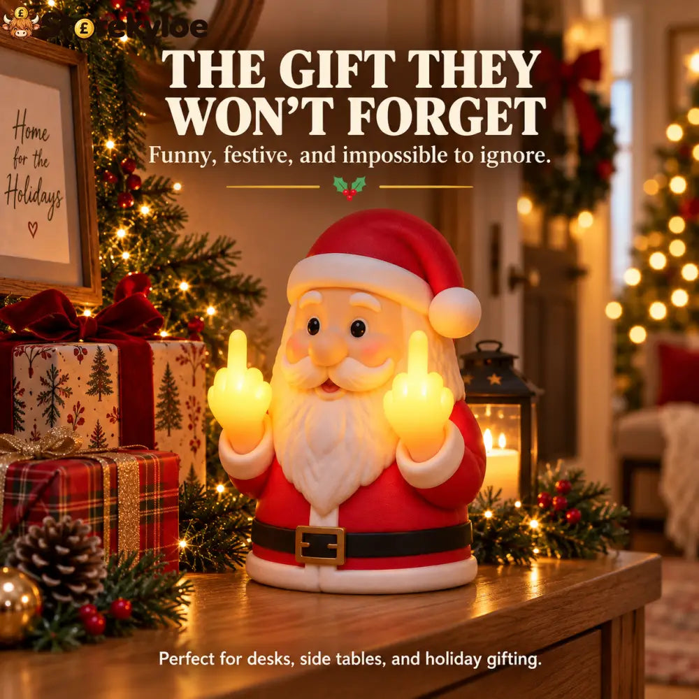 Glowing Middle Finger Santa Lamp Fun Festive Desk Ornament For Holiday