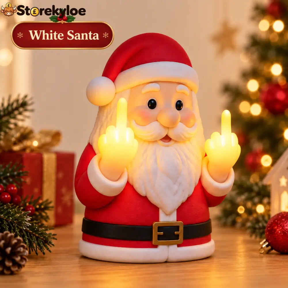 Glowing Middle Finger Santa Lamp Fun Festive Desk Ornament For Holiday - Santa