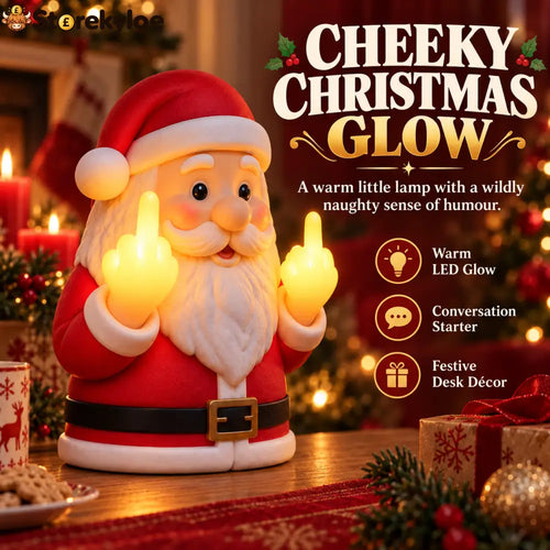 Glowing Middle Finger Santa Lamp Fun Festive Desk Ornament For Holiday