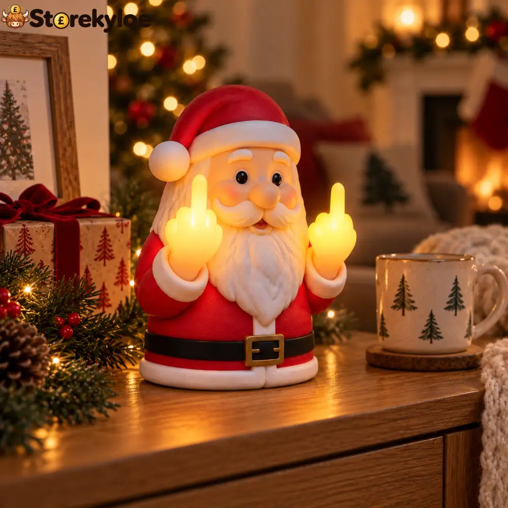 Glowing Middle Finger Santa Lamp Fun Festive Desk Ornament For Holiday