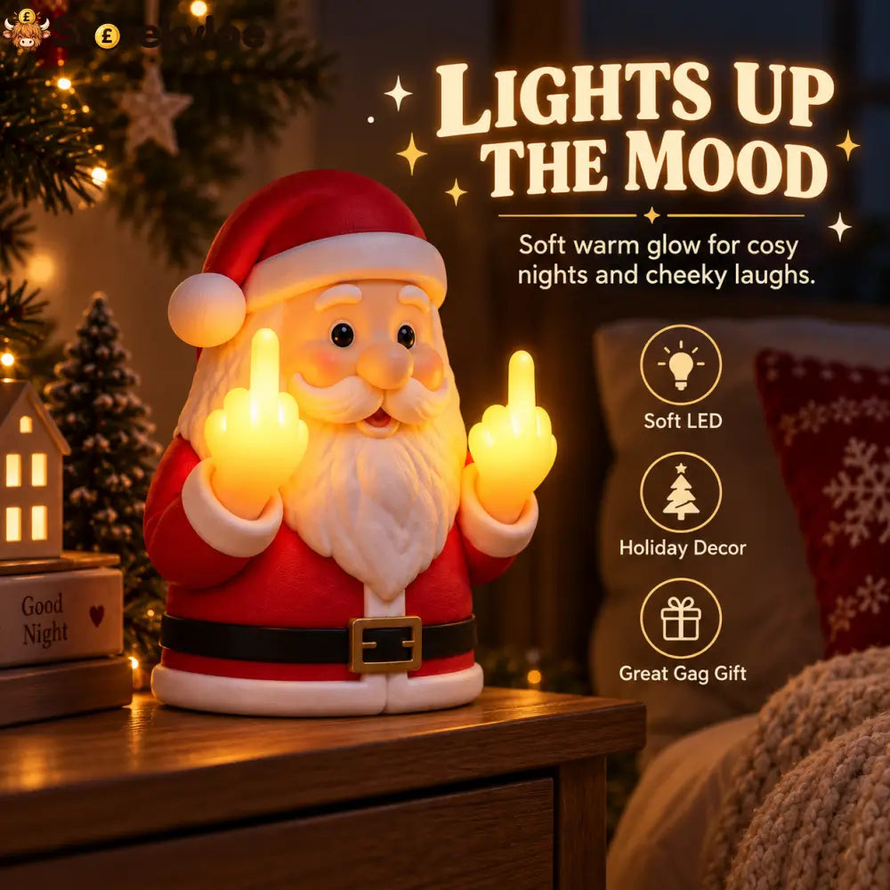 Glowing Middle Finger Santa Lamp Fun Festive Desk Ornament For Holiday