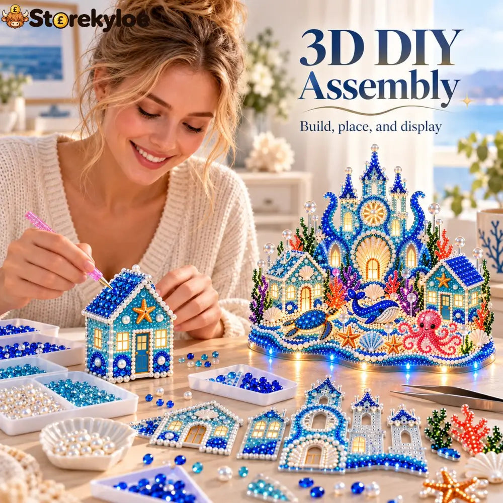 🌊 Glowing Underwater Village 3D Diamond Painting Kit – Make Your Own Light-Up Ocean Castle - Products
