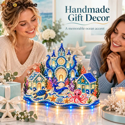 🌊 Glowing Underwater Village 3D Diamond Painting Kit – Make Your Own Light-Up Ocean Castle - Products
