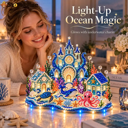 🌊 Glowing Underwater Village 3D Diamond Painting Kit – Make Your Own Light-Up Ocean Castle - Products