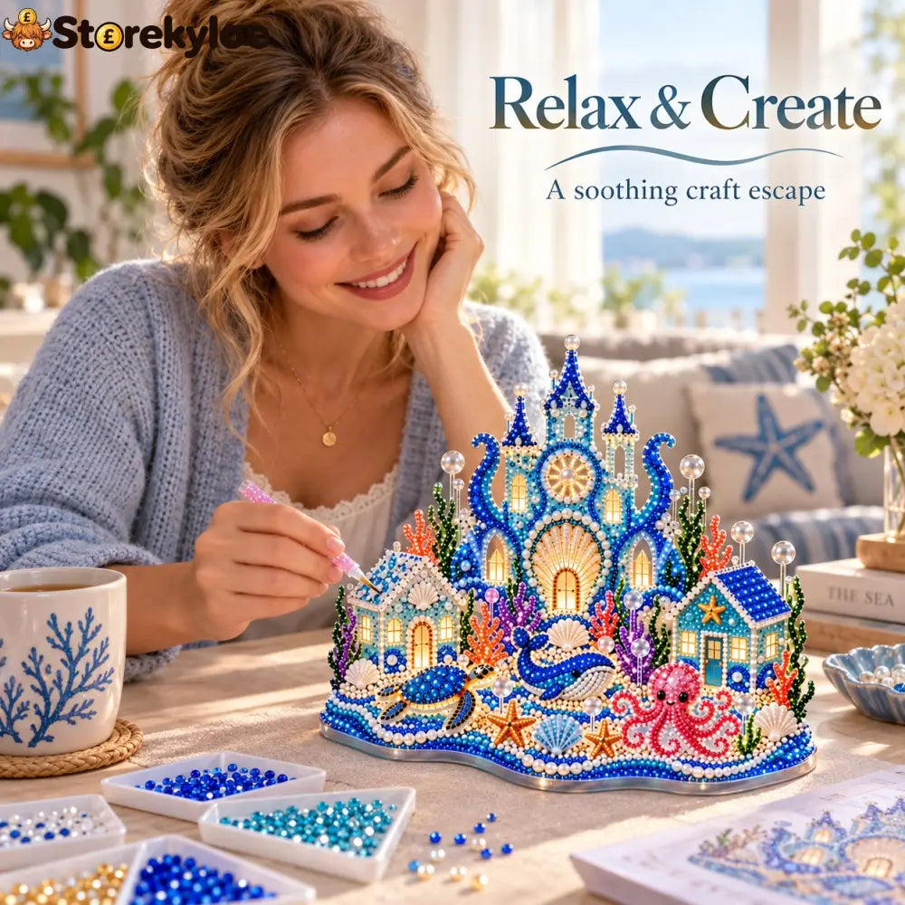 🌊 Glowing Underwater Village 3D Diamond Painting Kit – Make Your Own Light-Up Ocean Castle - Products