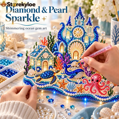 🌊 Glowing Underwater Village 3D Diamond Painting Kit – Make Your Own Light-Up Ocean Castle - Products