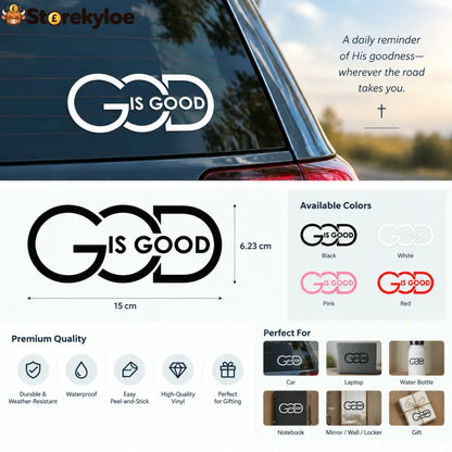 🙏 ’God Is Good’ Christian Car Decal Sticker | Premium Religious Décor