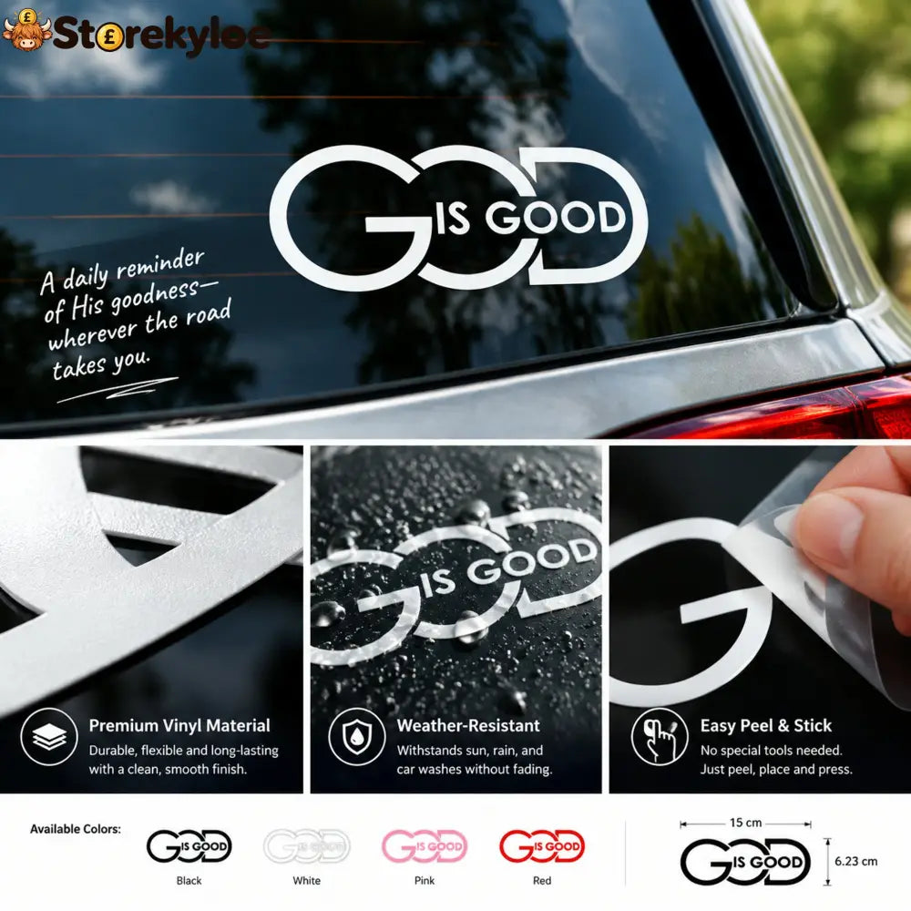 🙏 ’God Is Good’ Christian Car Decal Sticker | Premium Religious Décor
