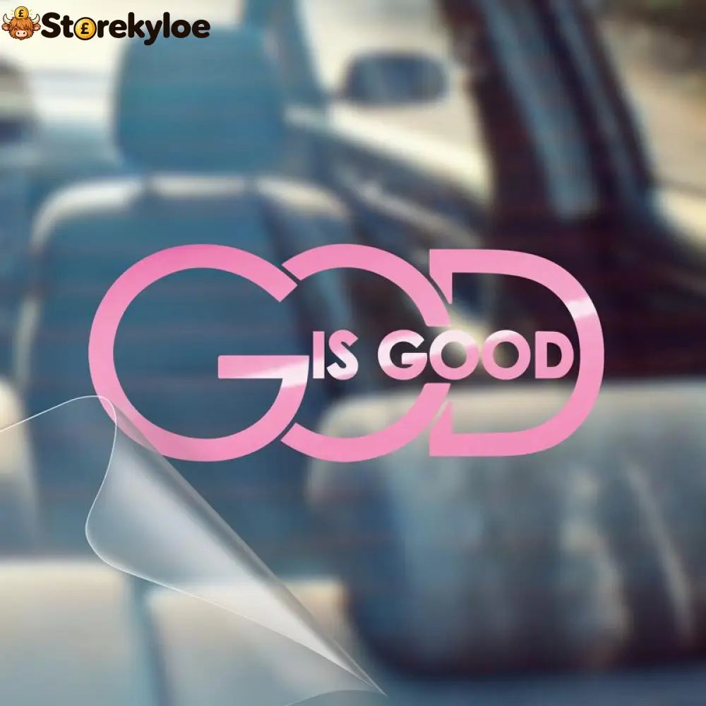 🙏 ’God Is Good’ Christian Car Decal Sticker | Premium Religious Décor - Pink / Buy 1 Get 1 Free