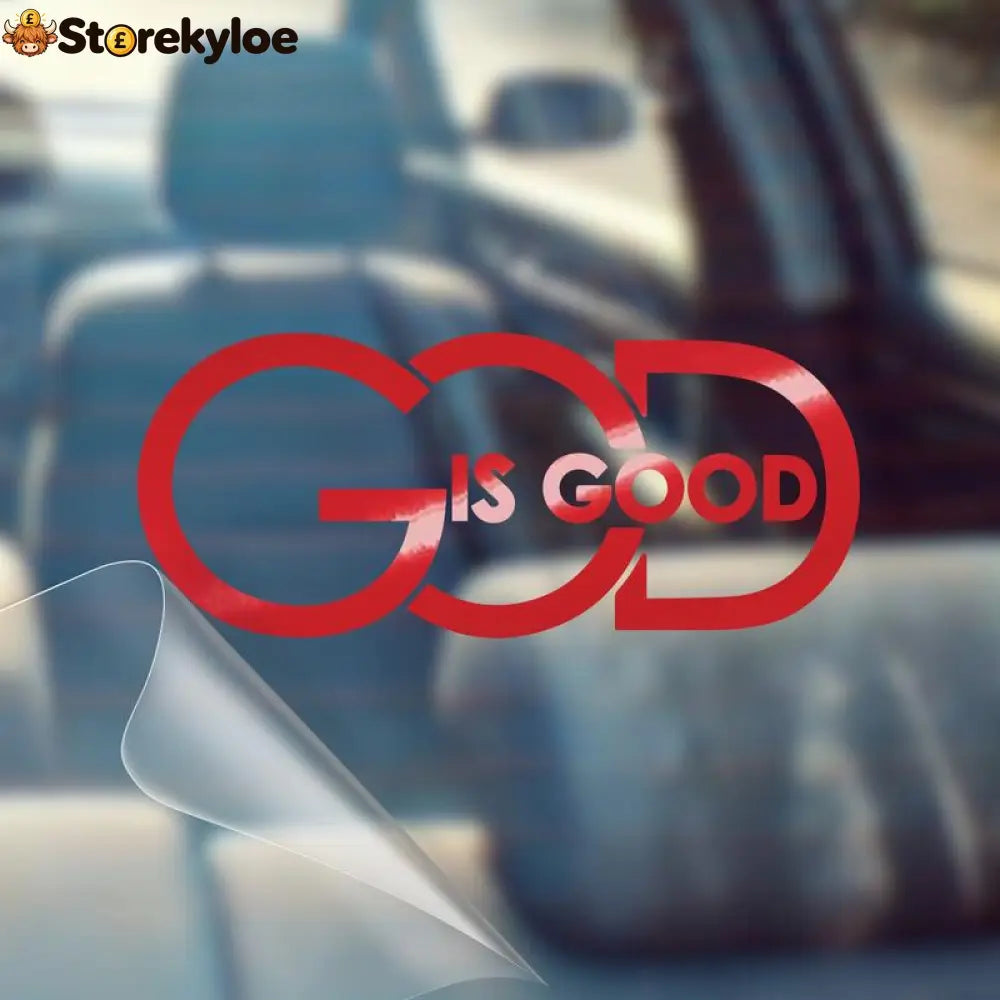 🙏 ’God Is Good’ Christian Car Decal Sticker | Premium Religious Décor - Red / Buy 1 Get 1 Free
