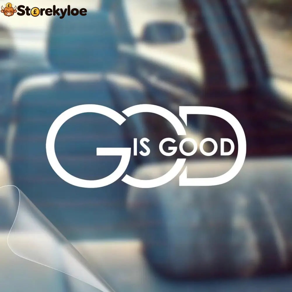 🙏 ’God Is Good’ Christian Car Decal Sticker | Premium Religious Décor - White / Buy 1 Get 1 Free