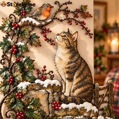 Good Days Ahead – Robin & Cat Winter Countryside Wall Decor: A nostalgic little piece of British winter filled with