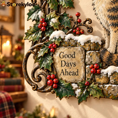 Good Days Ahead – Robin & Cat Winter Countryside Wall Decor: A nostalgic little piece of British winter filled with