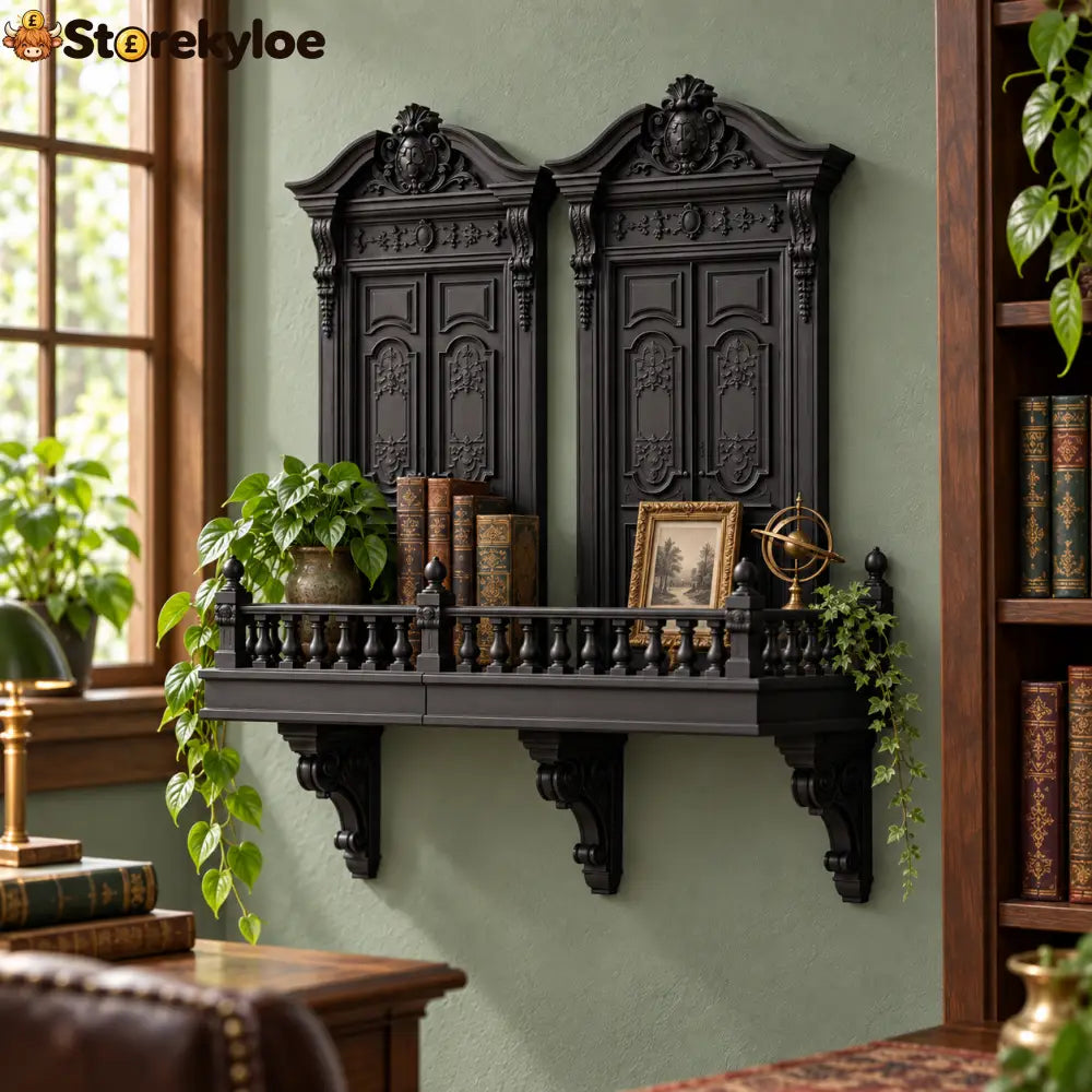 🖤Gothic Arch Wall Shelf – Cathedral-Inspired Display Shelf for Crystals Curios & Dark Décor