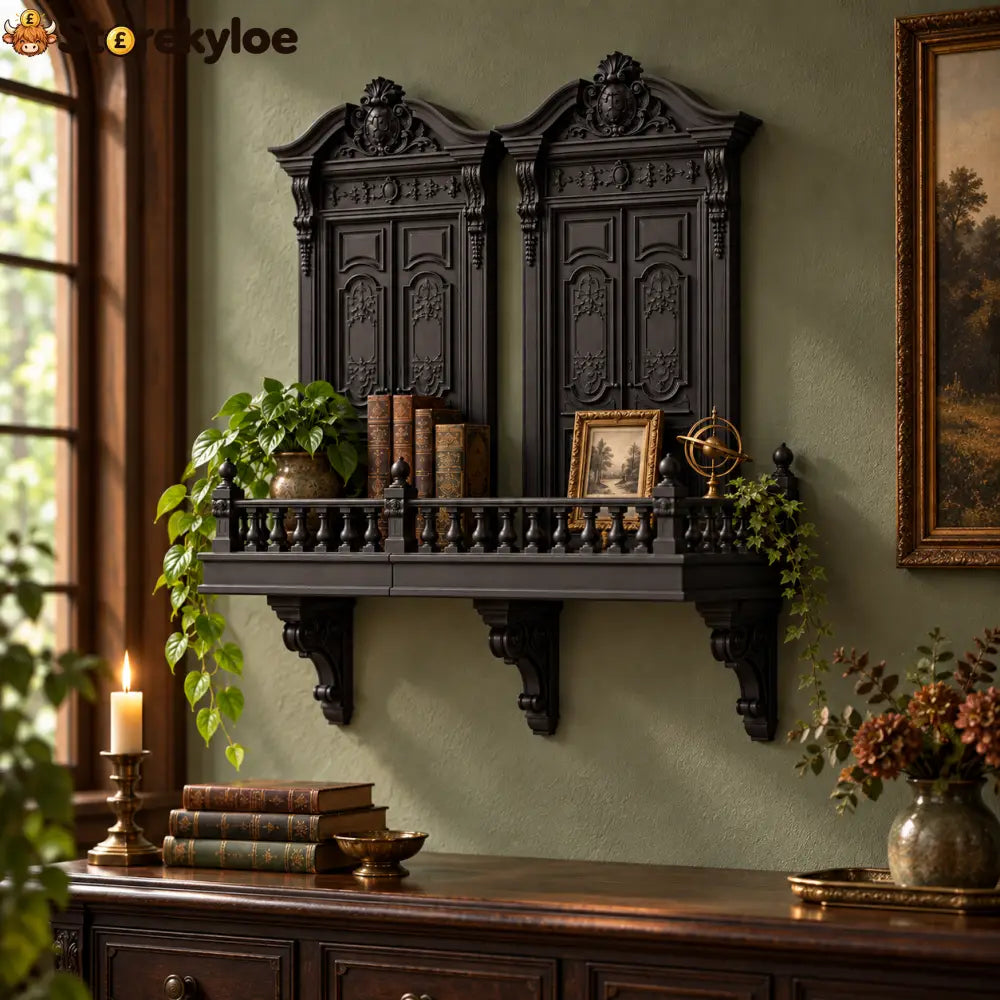 🖤Gothic Arch Wall Shelf – Cathedral-Inspired Display Shelf for Crystals Curios & Dark Décor