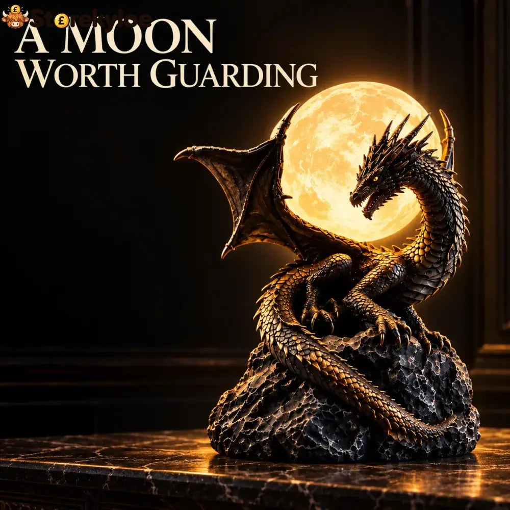 🐉 Gothic Dragon Moon Globe Statue Lamp