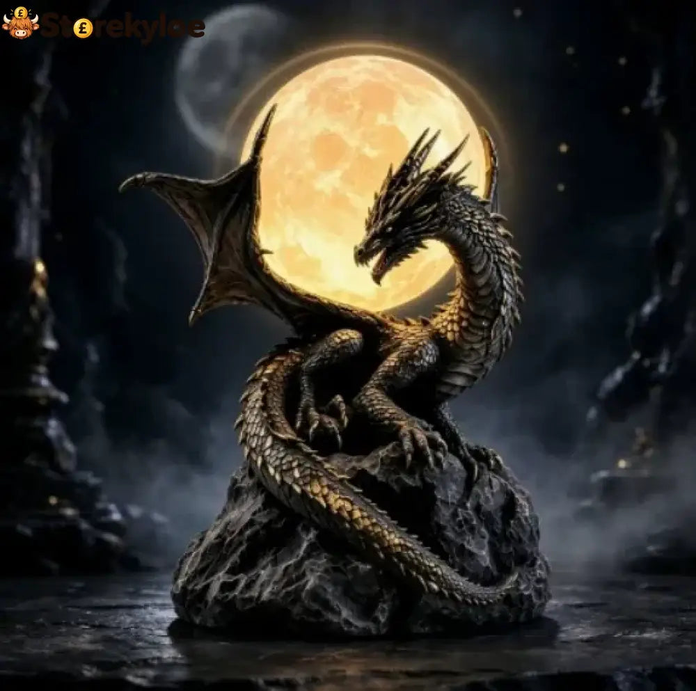🐉 Gothic Dragon Moon Globe Statue Lamp