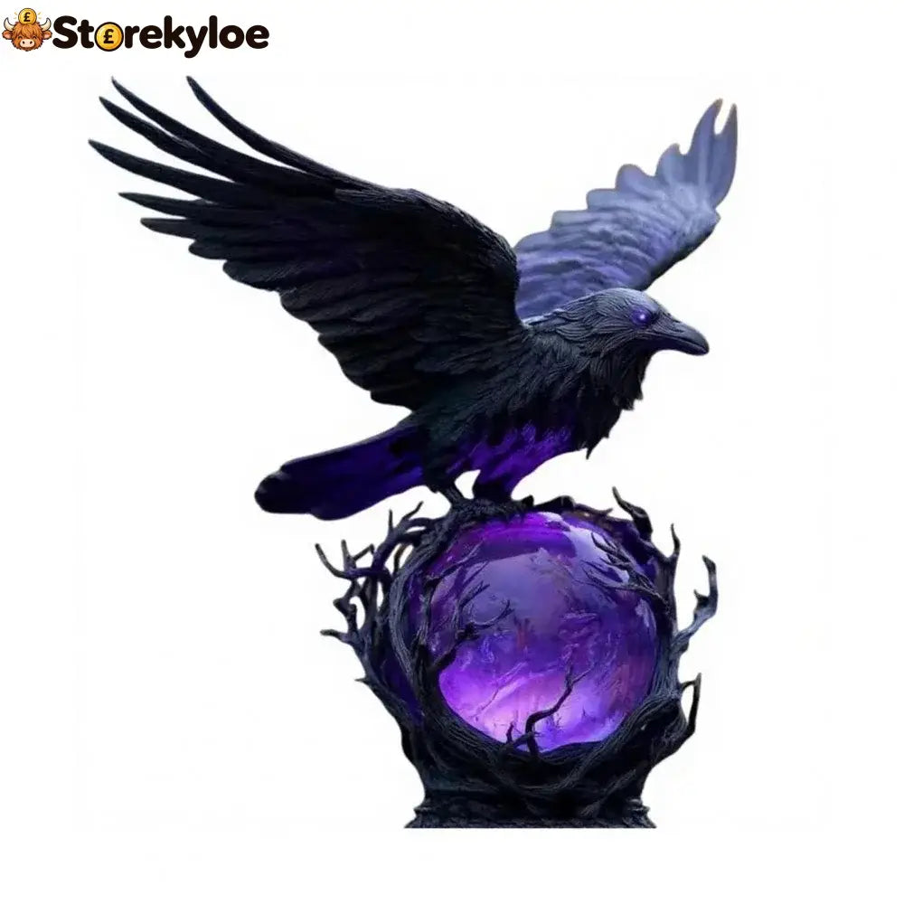 Gothic Raven & Purple Orb Light - Wings Open