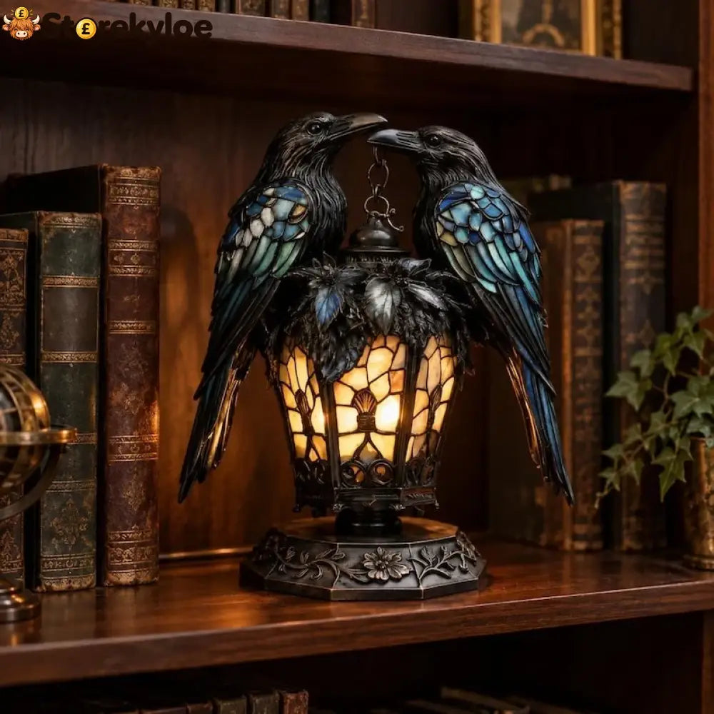 Gothic Stained-glass Raven Lantern - Raven