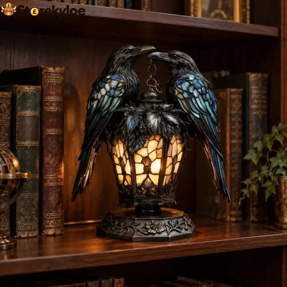 Gothic Stained-glass Raven Lantern - Raven