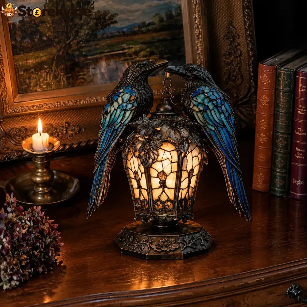 Gothic Stained-glass Raven Lantern - Raven