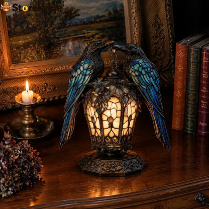 Gothic Stained-glass Raven Lantern - Raven