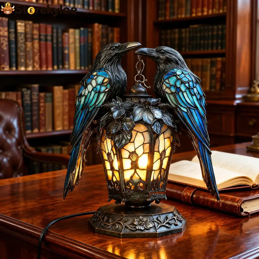 Gothic Stained-glass Raven Lantern - Raven
