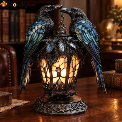 Gothic Stained-glass Raven Lantern - Raven