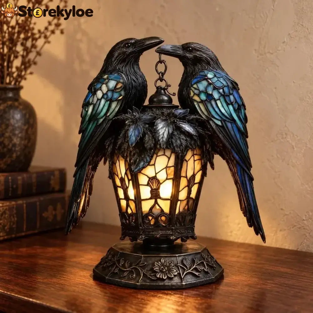 Gothic Stained-glass Raven Lantern - Raven