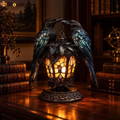 Gothic Stained-glass Raven Lantern - Raven
