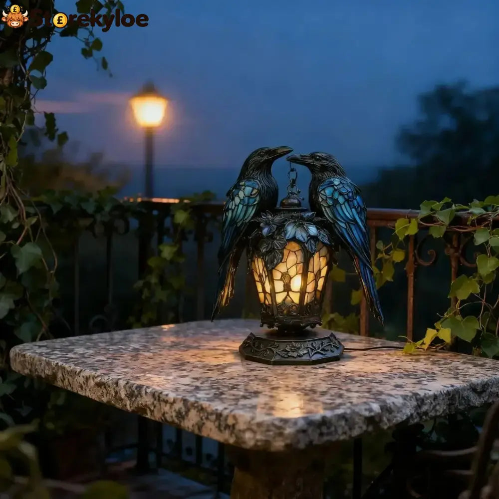 Gothic Stained-glass Raven Lantern - Raven