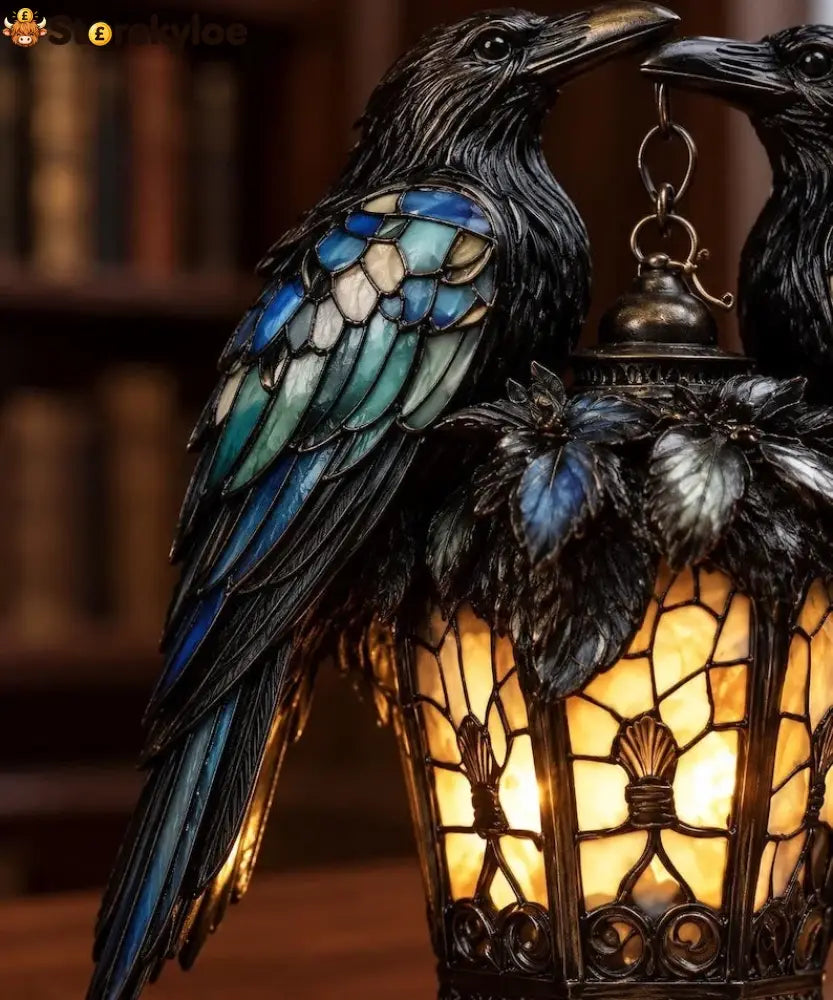 Gothic Stained-glass Raven Lantern - Raven